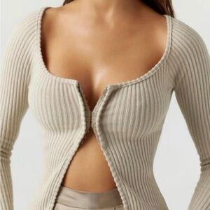 Joah Brown Ribbed Beige Sweater